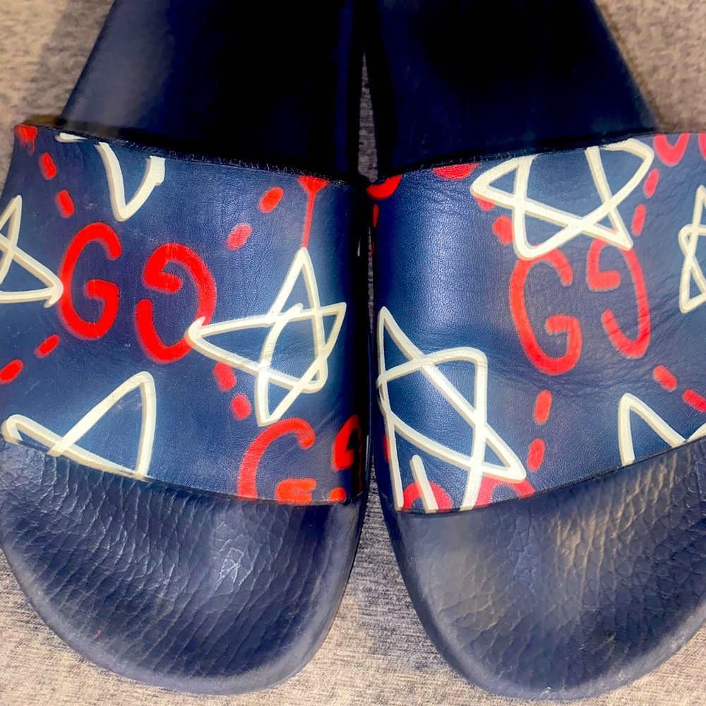 ~Good Condition~ Authentic Gucci Graffiti Pool Slides Womens Size 38